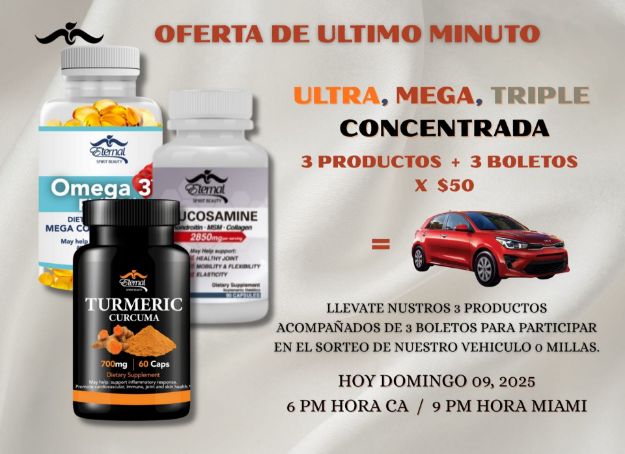 Imagen de Combo Promo Ticket: Tu Regalo Mi Regalo Opcion #3 ( 3 TICKETS - 1 Omega Mega Concentrado + 1 Glucosamine + 1 Turmeric )