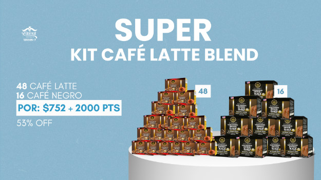 Imagen de SUPER KIT DE CAFE LATTE & NEGRO BLEND 48/16 (2,000 PTS)