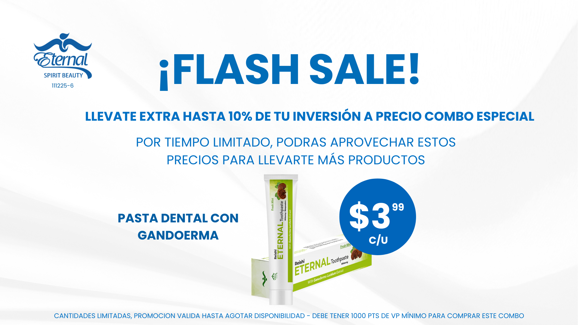 Tienda de Negocios Eternal. Combo Pasta Dental con Reishi