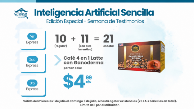 Imagen de Incentivo ADICIONAL - IA Sencilla (+11 Cafe Latte Reishi 4 en 1 $4.99)