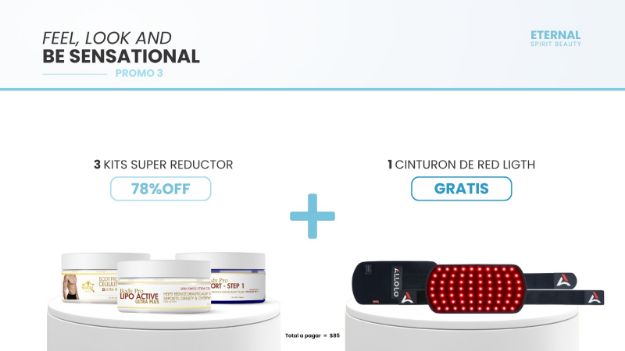 Imagen de Combo Feel, Look, and Be Sensational -  3 Kits Super Reductor + 1 Cinturon Luz Roja
